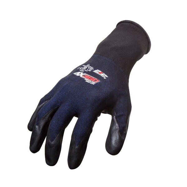 Foam Nitrile Coated Gloves, Palm Coverage, Black/Blue, M, 12PK